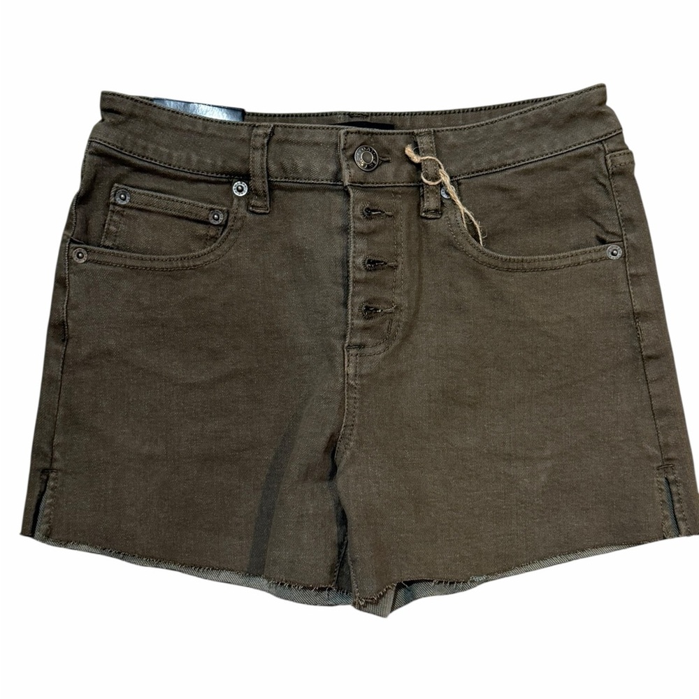 OAT NEW YORK HIGH-RISE Jean SHORT STRETCH Size 26 Olive Green 3” Inseam